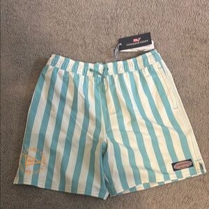 Vineyard Vines Blue and White Striped Swim Shorts